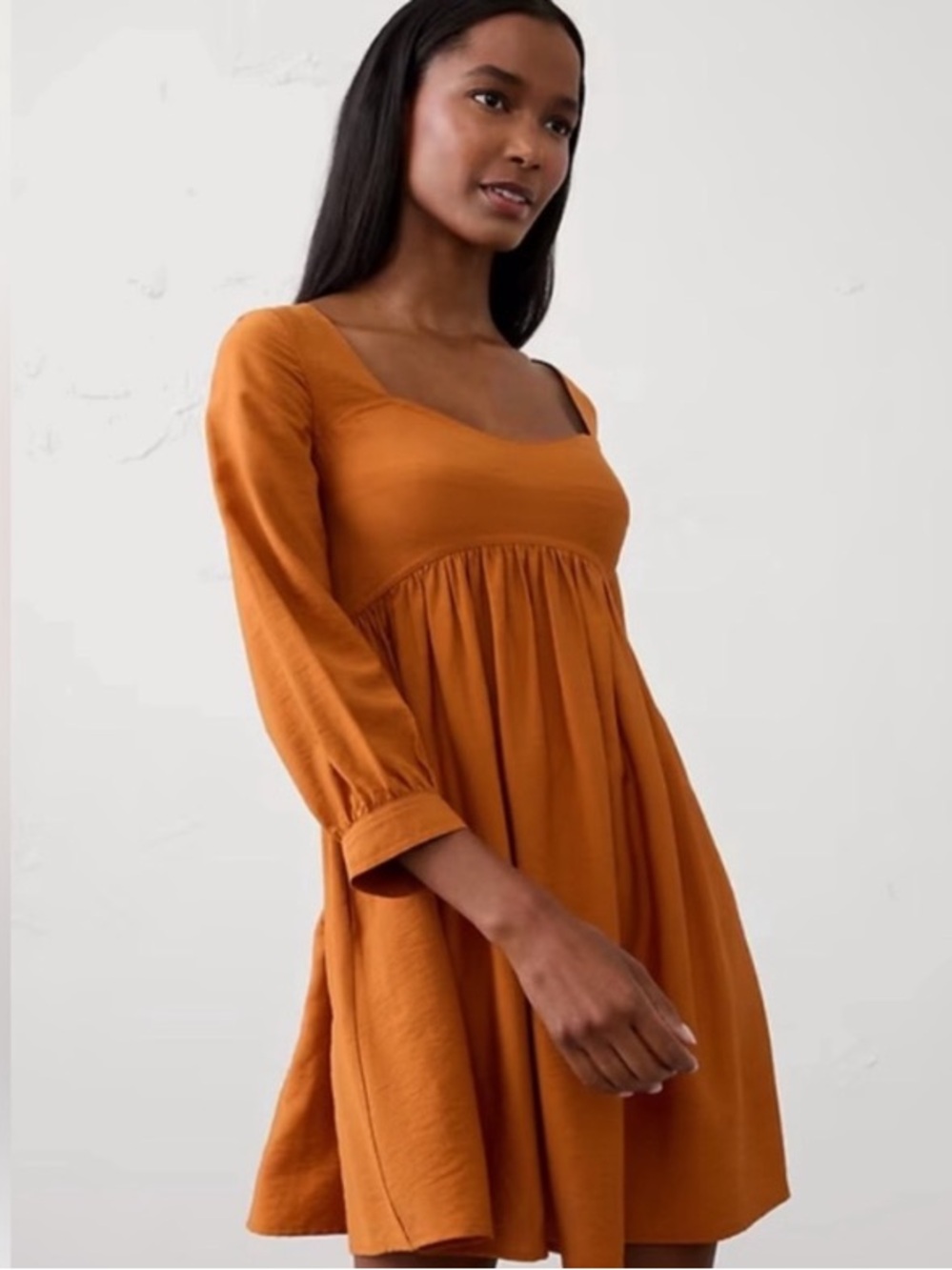 Banana Republic Burnt Orange Square-Neck Mini Dress